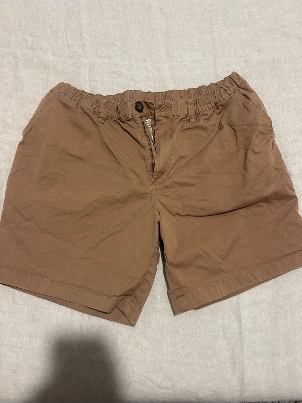 chubbies Tan Brown Casual Shorts with Light Blue Lining